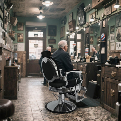Modern Barber Chair, Stainless Steel, The Visionary 8829