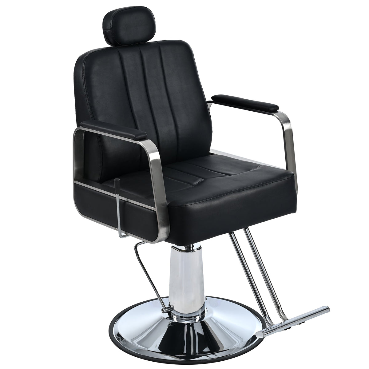 Premium Reclining barber Chair Salon Chair for Hair Stylist with Heavy Duty Hydraulic Pump, 360° Rotation  Black