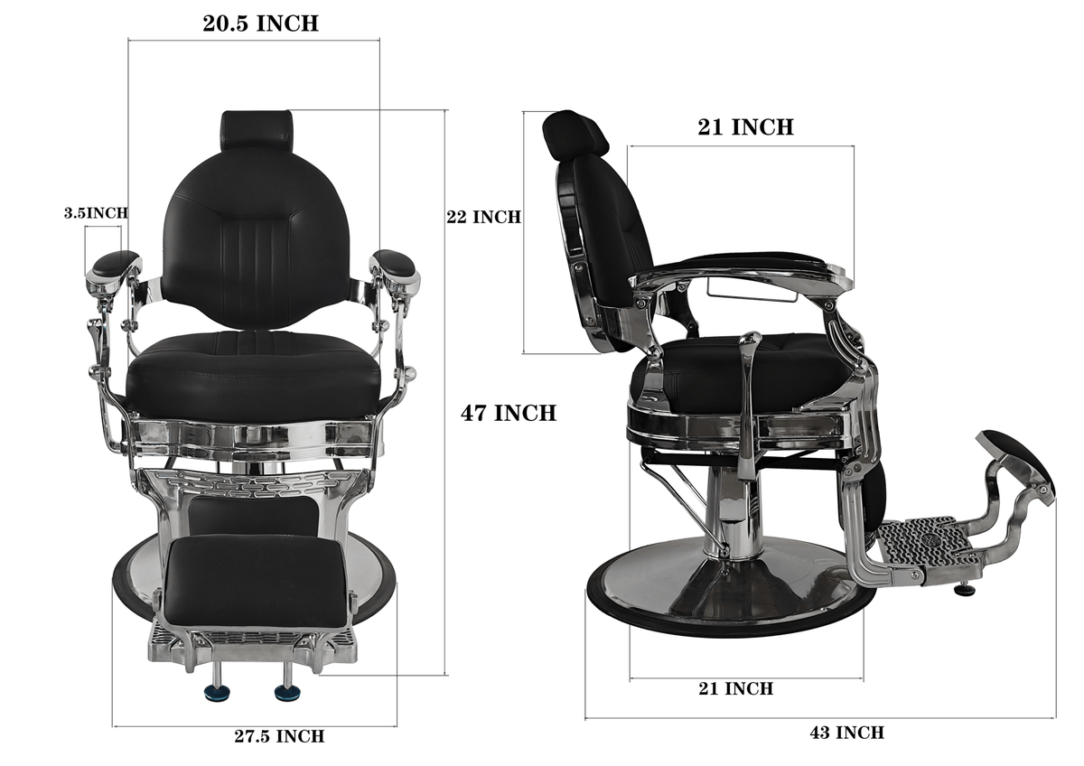 Modern Barber Chair, Stainless Steel, The Visionary 8829
