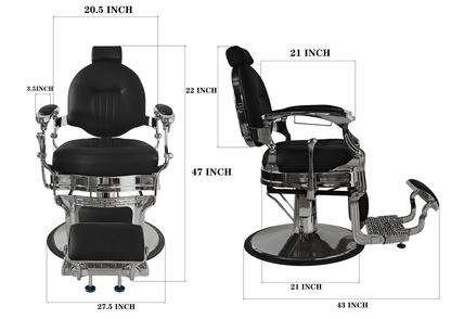 Modern Barber Chair, Stainless Steel, The Visionary 8829