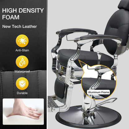 Modern Barber Chair, Stainless Steel, The Visionary 8829