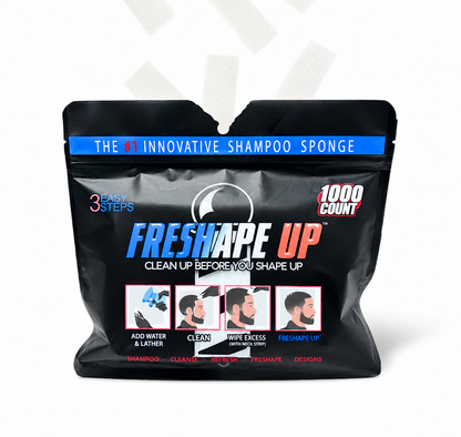 Freshape Up 100 Packs – Barber Shampoo Infused Sponges for Hairline Cleaning (No Rinse)