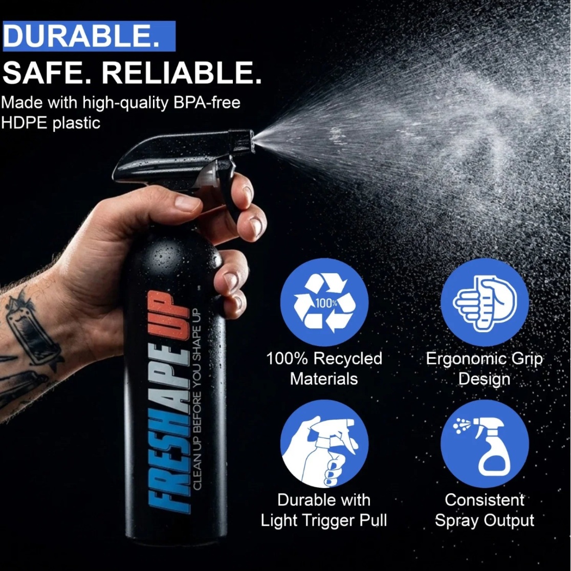 Freshape Up Barber Spray Bottle – 16.9 oz Refillable Mist Bottle for Grooming & Hairline Prep